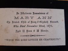 Memoriam card 1876 for sale  TONBRIDGE
