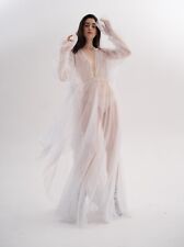 Biała siateczkowa sukienka z bufiastymi rękawami i falbankami rozmiar XS-L, używany na sprzedaż  PL