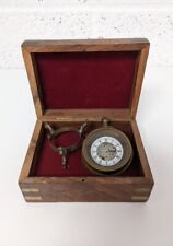 Mechanical Clock Brass 17 Jewel Glass Bottom Desk Watch Wooden Box /w Stand, used for sale  Shipping to South Africa