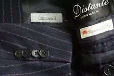 Used, Cantarelli S110s Wool Navy Blue Striped Flannel 2 Pc Suit Jacket Pants Sz 44R for sale  Shipping to South Africa
