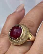 Gold Clad Sterling Natural Large 11mm Round Faceted Ruby Ring for sale  Shipping to South Africa