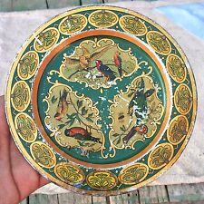 Vintage Tin Wall Decorative Plate Pretty Birds Print Green Shaded Plate T1122 for sale  Shipping to South Africa