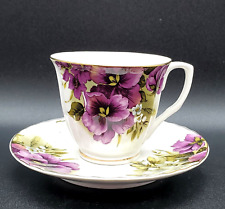 Grace's Teaware Purple Violets Pansies Cup Saucer Teacup Set Cottagecore French for sale  Shipping to South Africa