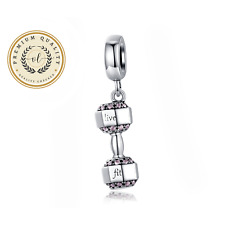 Berloque haltere ajuste vivo para pulseira, berloque esportivo, berloque de prata esterlina comprar usado  Enviando para Brazil