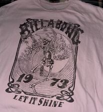 Camiseta Feminina BILLABONG Grande Rosa Manga Curta Excelente Estado Usado Esqueleto 1973 Let It Shine, usado comprar usado  Enviando para Brazil