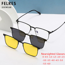 Óculos de sol masculino 3 em 1 metal míope clipe magnético polarizado novo comprar usado  Enviando para Brazil