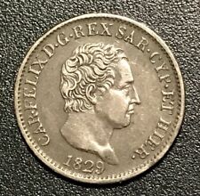 ESTADOS ITALIANOS - CERDEÑA 50 CÉNTIMOS 1829P CABEZA DE ÁGUILA MONEDA DE PLATA  segunda mano  Embacar hacia Argentina