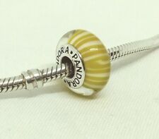 Used, Authentic PANDORA SS Retired Glass Charm YELLOW CANDY STRIPES #790678 for sale  Seattle