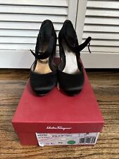 Salvatore Ferragamo Refly Black Satin Pumps 7.5 C Italy Classic Euc for sale  Shipping to South Africa