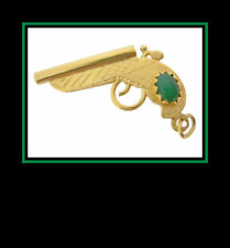 14K Yellow Gold Derringer Gun Charm Pendant with Jadeite Stone for sale  Shipping to South Africa