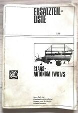 CLAAS Autonom LWKT/S Wagon ładunkowy Lista części zamiennych Katalog części 1975 na sprzedaż  Wysyłka do Poland