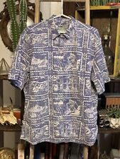 Vintage Reyn Spooner Blue Button Down Surf, Sail, Ski Pattern Hawaiian Shirt XL for sale  Shipping to South Africa