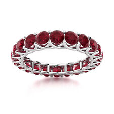 Used, 3MM Round Shape Ruby 925 Sterling Silver Full Eternity Stackable Women Ring for sale  Shipping to South Africa