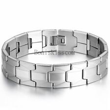 Usado, Berloque pulseira masculina 16 mm de largura pulseira de aço inoxidável com punho de elos 8,1" comprar usado  Enviando para Brazil