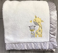 Carters Child of Mine White Gray Yellow Giraffe Polka Dot Lovey Blanket Satin for sale  Shipping to South Africa