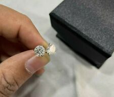 Solitario 2,00 quilates Tachón de diamante natural de corte redondo de 3 clavijas oro blanco de 14 K sobre, usado segunda mano  Embacar hacia Argentina