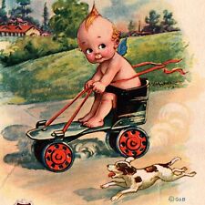 c1916 Kewpie Riding Roller Skate Dog I Wish I Had A Motor Car Gartner and Bender segunda mano  Embacar hacia Argentina