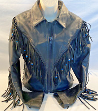 Womens Wilsons Genuine Leather Motorcycle Jacket w Fringe and Beads Size M for sale  Shipping to South Africa