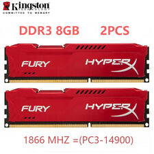 KINGSTON HyperX FURY DDR3 1866 16 GB KIT 2x 8 GB PC3-14900 Desktop RAM DIMM segunda mano  Embacar hacia Argentina
