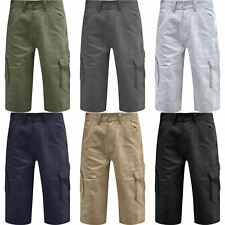 Mens Cargo 3/4 Long Length Chino Three Quarter Multi Pockets Combat Shorts 30-46 for sale  BURY