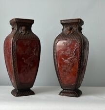 Vaso grande de bronze padrão oriental 14 polegadas de altura metalurgia japonesa pássaro detalhado, usado comprar usado  Enviando para Brazil