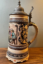 Antique German ?  Merkelbach & Wick ? Beer Stein, with Pewter Lid 12 Inches Tall for sale  Shipping to South Africa
