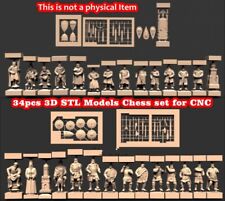 34pcs 3D STL Models Chess set Russian CRUSADERS for CNC Router Artcam 3D printer for sale  Shipping to South Africa