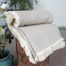 Cobertor de sofá 100% linho com franjas colcha de linho natural colcha de cama comprar usado  Enviando para Brazil