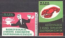 POLAND 1959 Matchbox Label Z#166/67 pair, Use catering services., używany na sprzedaż  PL