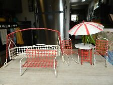 Set of Vintage Miniature Mid Century Metal Patio Furniture~Swing~Chairs~Table for sale  Shipping to South Africa