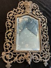 Antique Ornate Brass or Bronze Filigree Beveled Mirror 15.25 x 10 inches for sale  Shipping to South Africa