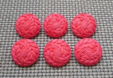 Used, 6 x Large Coral Pink Fancy Flower Leaf Plastic Buttons 27mm Vintage Style Coat for sale  Shipping to South Africa