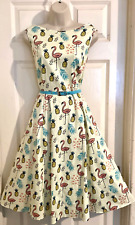 Lady Vintage 50s style flamingo fit and flare occasion dress size 14 for sale  Shipping to South Africa