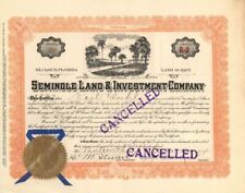Seminole Land and Investment Co. - Certificado de acciones de inversión con fecha 1909-14 -  segunda mano  Embacar hacia Argentina
