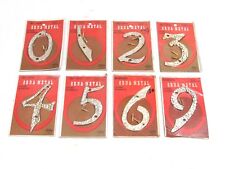 NOS! VINTAGE ORNA-METAL HOUSE NUMBERS, GOLD TONE HAMMERED ALUMINUM, used for sale  Shipping to South Africa