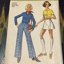 Vintage 1970s Simplicity 6805 Shirt Pants + Pantskirt Sewing Pattern 12 XS UNCUT for sale  Shipping to South Africa