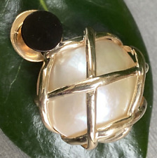 Colgante de perlas vintage joyería fina de oro amarillo de 18 quilates 14 quilates ónix usado segunda mano  Embacar hacia Argentina