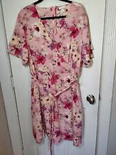 Ava & Viv Pink Floral Flutter Sleeve Knee Length Belted Faux Wrap Dress 2X, used for sale  Shipping to South Africa