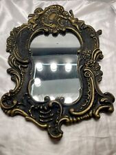 VNTG French Cast Iron Brass Mirror Art Nouveau Cherubs Floral Wall Mount Heavy, used for sale  Shipping to South Africa