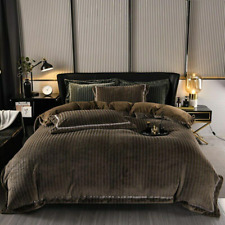 Used,  Velvet Duvet Cover Set Solid Coffee Soft Warm Hand Feeling Luxurious BeddingSet for sale  Shipping to South Africa