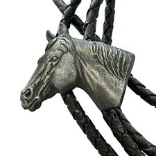 Bolo Tie Cabeça de Cavalo Western Equestrian Couro Preto Vintage comprar usado  Enviando para Brazil