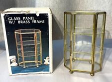 Vintage Glass & Brass Curio 8 1/2" Display Cabinet w/ Box Octogon Jewelry shelf for sale  Shipping to South Africa