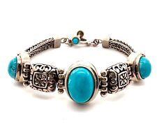 QVC Oval Turquoise Sterling Graduated Toggle Bracelet-6.75"-28 Grams-A2367 for sale  Shipping to South Africa