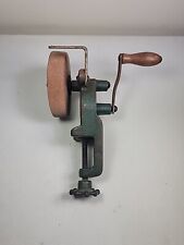Used, VINTAGE HAND CRANK BENCH GRINDER BENCH MOUNT SHARPENING TOOL GREEN  for sale  Shipping to South Africa