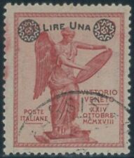 L146 REGNO – Vittoria sovr., 1 lira su 10 c. n. 159, timbrato. Cat. €. 500. usato  Roma