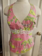 VTG LILLY PULITZER HALTER TOP PINK FLAMINGO ISLAND VACATION CRUISE BOATING SIZE8, used for sale  Shipping to South Africa