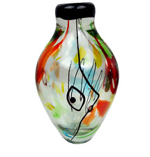 Vintage Modern Abstract Clear Art Glass Vase Picasso Style Face Hand Blown 9" for sale  Shipping to South Africa