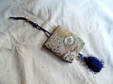 Vintage Inro Box Silk And Leather With Glass Beads & Carved Bead Purple Cording for sale  Shipping to South Africa