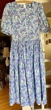 Vestido Vintage Laura Ashley Azul Floral Algodón Mangas Hinchadas Gran Bretaña Talla 10 segunda mano  Embacar hacia Argentina