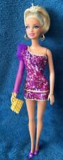 Barbie Fashionistas Doll - Purple/Gold one sleeve dress. Earrings / Bag / Shoes for sale  UK